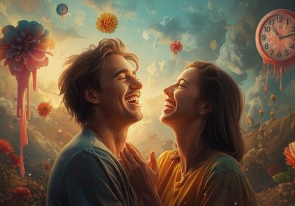 زوج در حال خنده و گفتگو